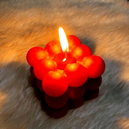 Handcrafted Soy Wax Red Bubble Candle Set of 2